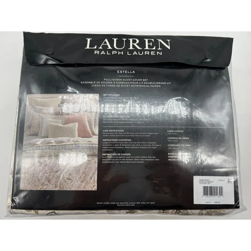 Ralph Lauren Estella 3-Pc. Paisley FULL/QUEEN Duvet Cover Set $385 NWT